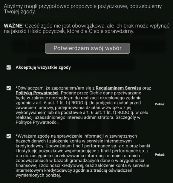 pewna pozyczka zgody